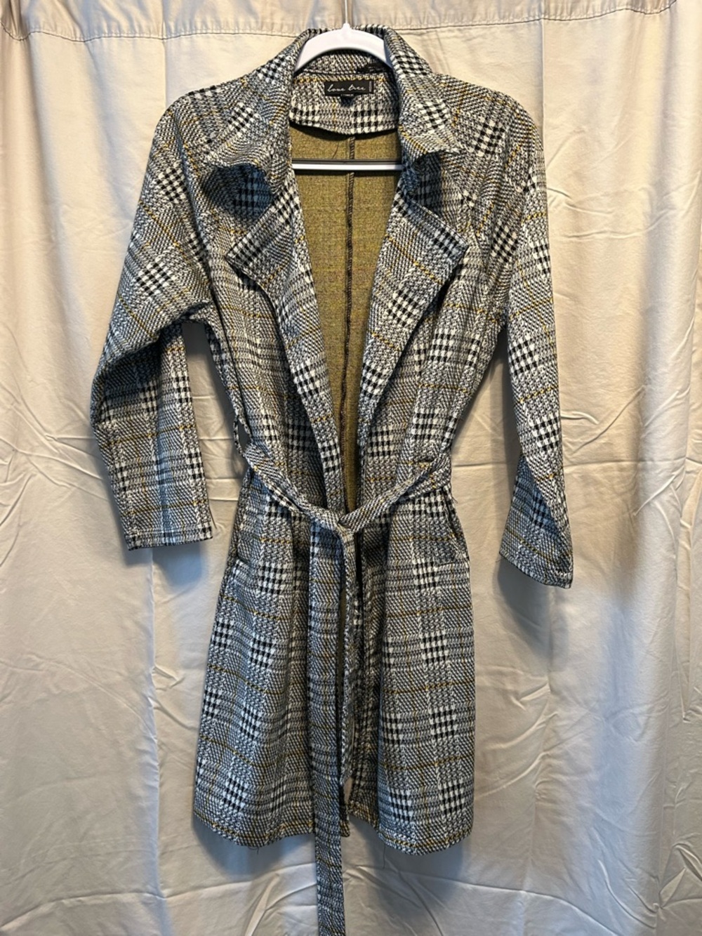Adorable Love Tree Black, White & Yellow Glen Plaid Jacket